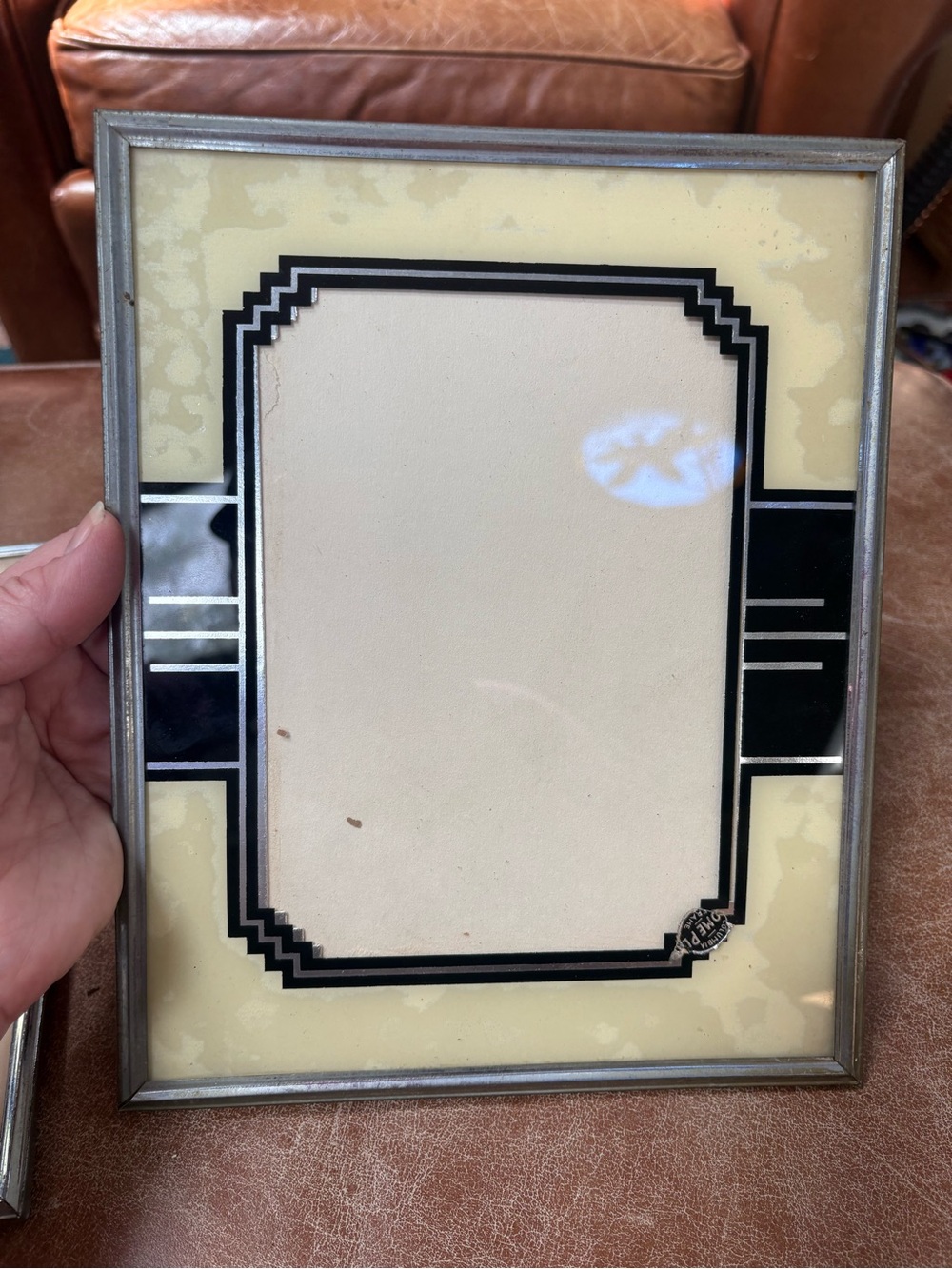 Lot of 2 Art Deco Vintage 1920s Glass Picture Frame 10x8 20s Metal Frame Antique - Picture 3 of 10